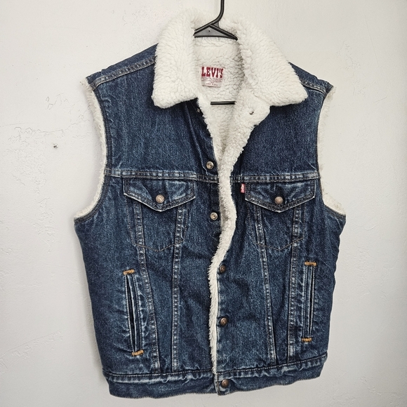 Levi's Other - Levi's Vintage Men's Medium Sleeveless Denim Sherpa Vest Button Up Jean Fall Top